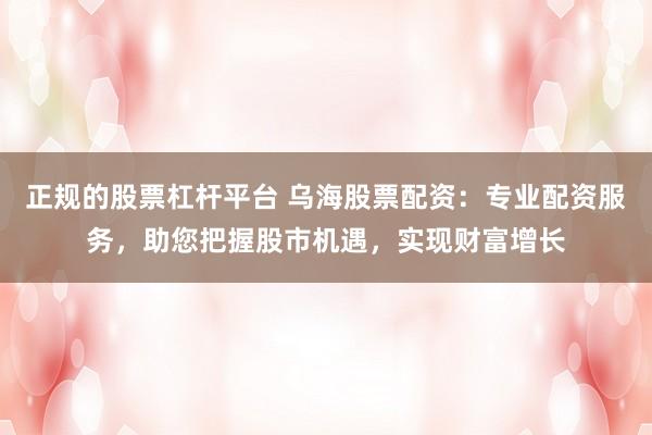 正规的股票杠杆平台 乌海股票配资：专业配资服务，助您把握股市机遇，实现财富增长