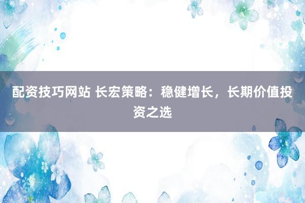 配资技巧网站 长宏策略：稳健增长，长期价值投资之选