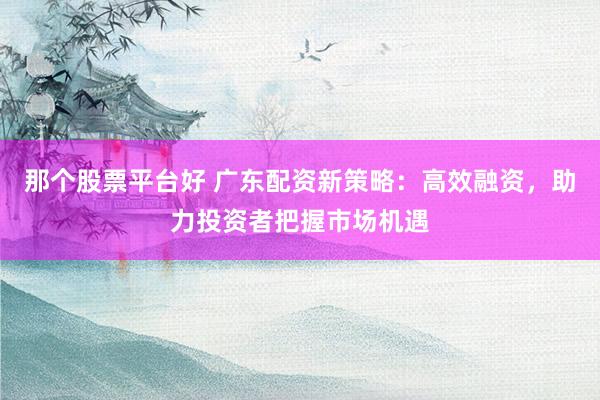 那个股票平台好 广东配资新策略：高效融资，助力投资者把握市场机遇