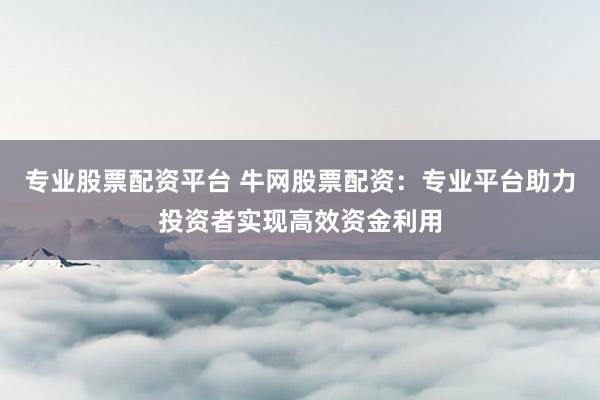 专业股票配资平台 牛网股票配资：专业平台助力投资者实现高效资金利用