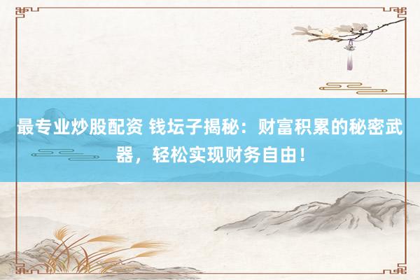 最专业炒股配资 钱坛子揭秘：财富积累的秘密武器，轻松实现财务自由！