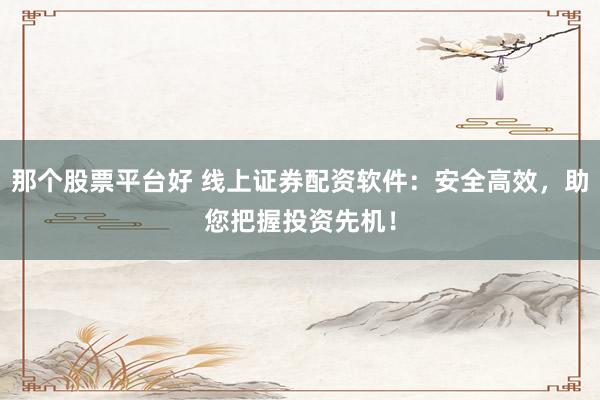 那个股票平台好 线上证券配资软件：安全高效，助您把握投资先机！