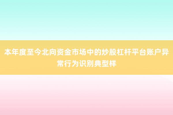 本年度至今北向资金市场中的炒股杠杆平台账户异常行为识别典型样