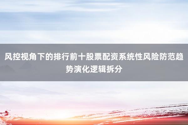 风控视角下的排行前十股票配资系统性风险防范趋势演化逻辑拆分