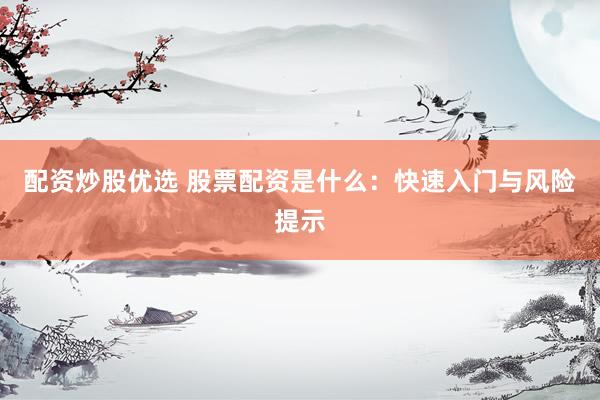 配资炒股优选 股票配资是什么：快速入门与风险提示